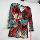 Y2K Mesmerize Retro Blouse Women’s L Multicolor Funky Print V-Neck Festival Top