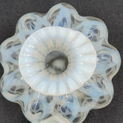 Fenton Glass Perfume Bottle White French Opalescent Lattice Optic Squat 4.25"