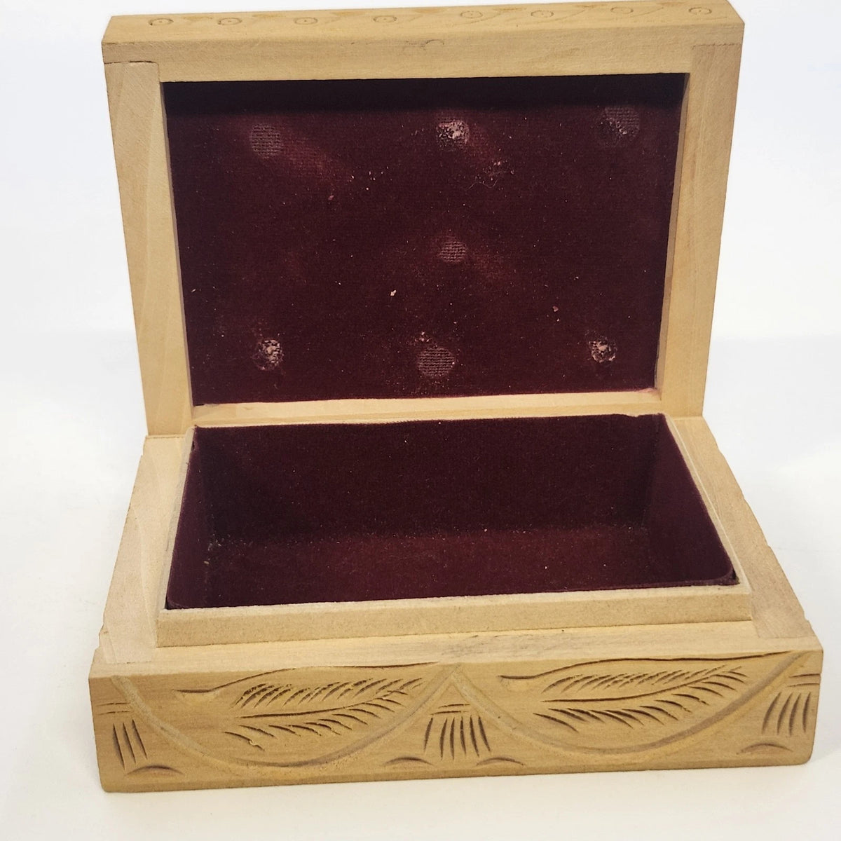 Gemstone Dust Powder Painting Wood Trinket Jewelry Box 4.5" Bani Thani India Vtg