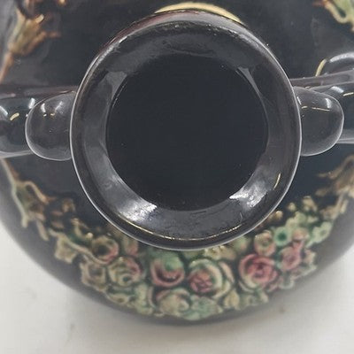 Peters & Reed Pottery Garland Floral Dual Handle Squat Vase 9" Craft Art