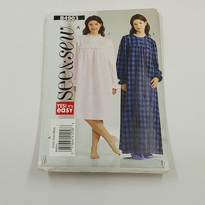 Butterick See & Sew B4903 Sewing Pattern 2006 Cut Misses Nightgown Sizes XS-M