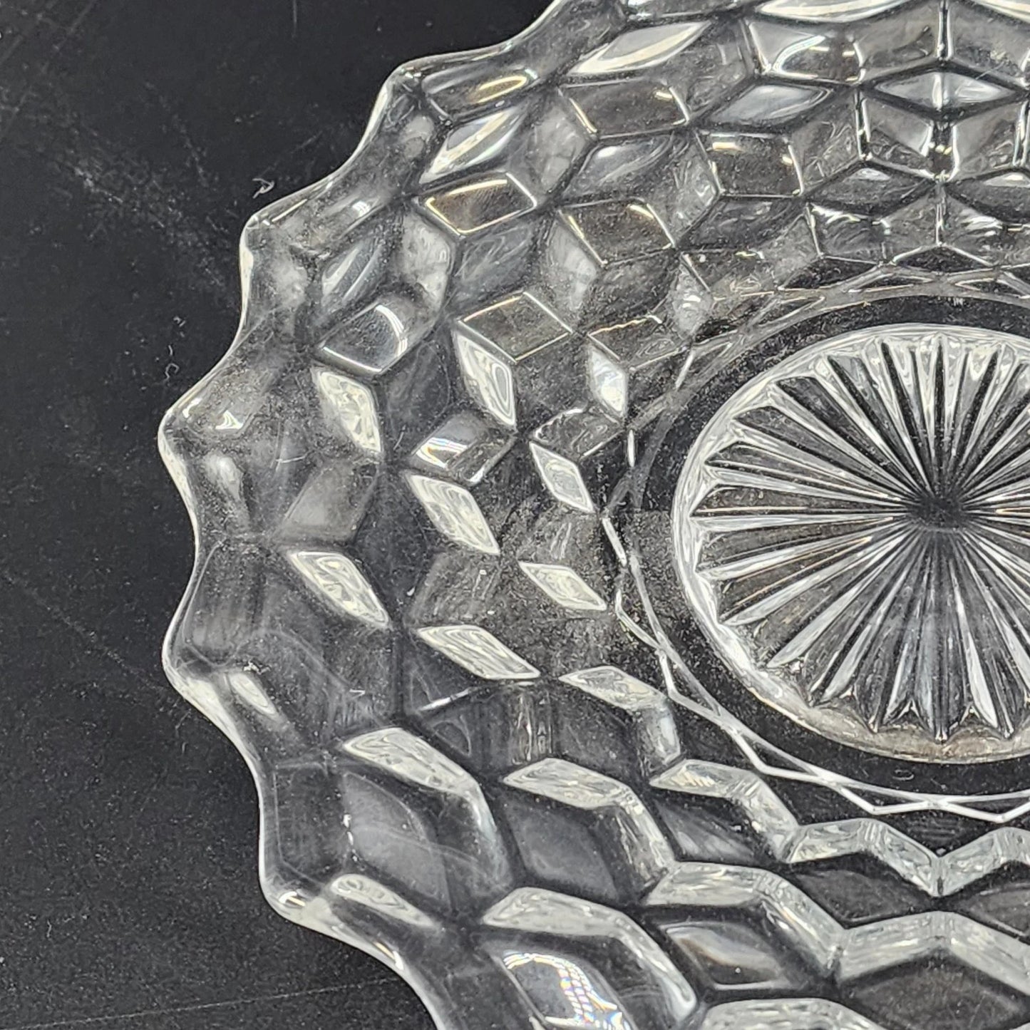 Fostoria American Glass Salad Plate 7.75 Inch Starburst Pattern