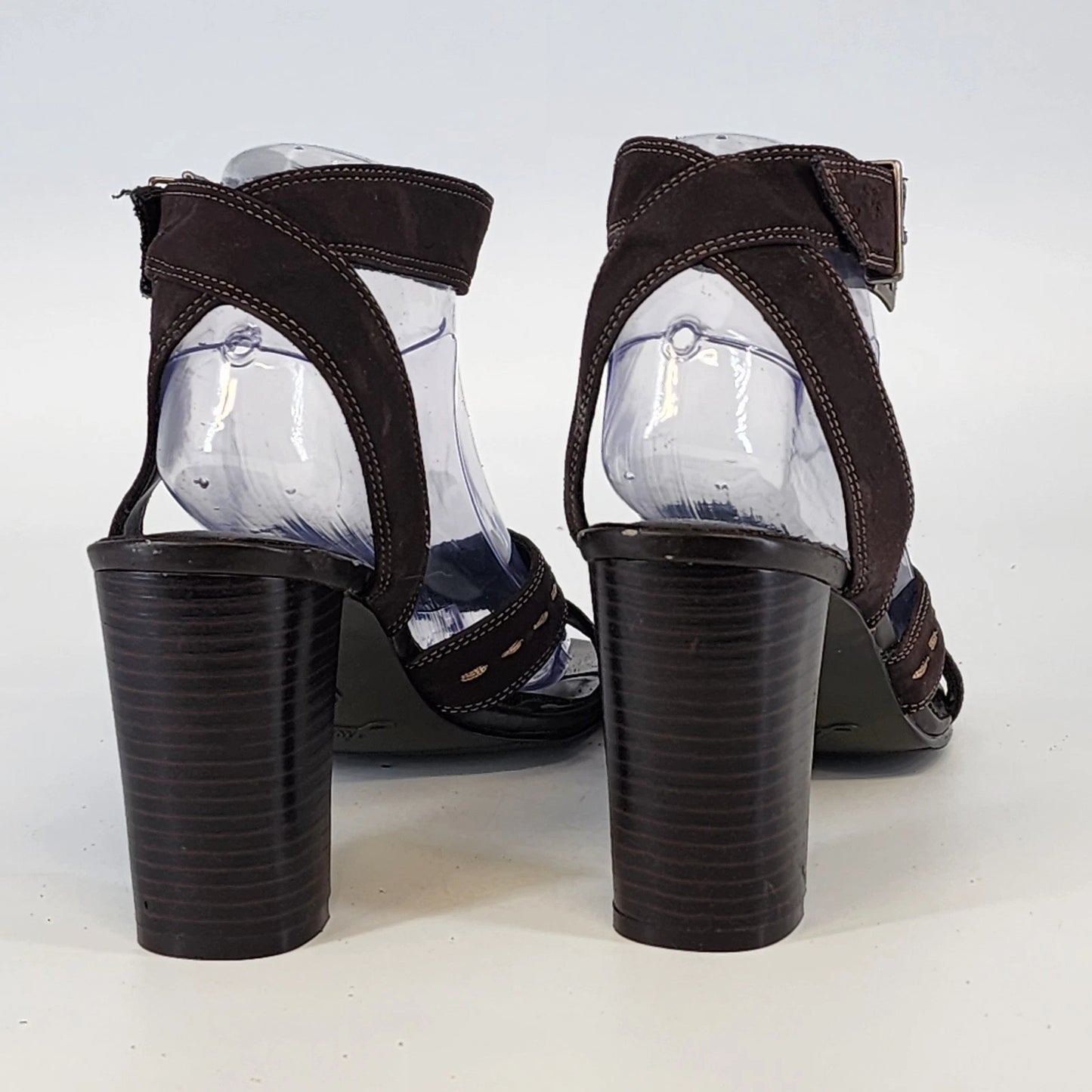 Fioni Vasper-01 Platform Heels Women 8.5 Brown Suede Crisscross Strappy Sandals