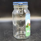 Anchor Hocking Nina Farm Scene Sheep Glass Canister Blue Lid 1982 Vintage