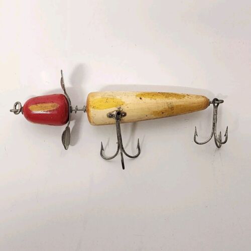 Pflueger 3796 White Body Red Head Spinner Fishing Bait 5 1/4" Long 1938 w Box