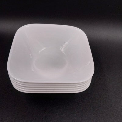 6 Corelle Vitrelle Scandia White 6.5" Square Soup Cereal Bowls Oven Safe