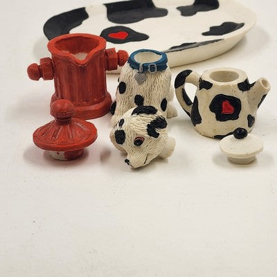 Dalmatian Dog Mini Tea Set Fire Station Theme w/ Box Vtg 1995