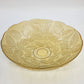 Amber Glass Serving Bowl Embossed Fern Leaf Pattern Scalloped Rim 13" Vintage