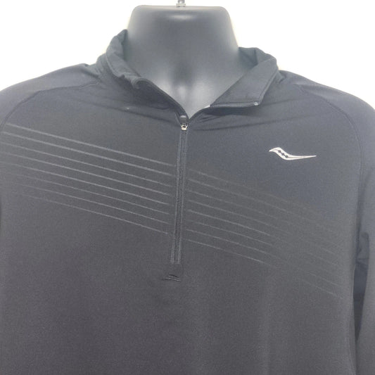 Saucony Men's Medium Black Long Sleeve Running Shirt Performance Top 23" PIT