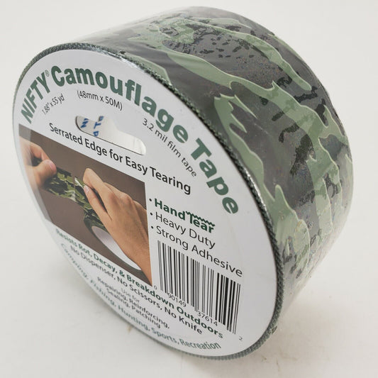 Nifty Camouflage Tape Easy Tearing 1.88" x 55 yds x 3.2 mils Camp Fish Hunt Camo