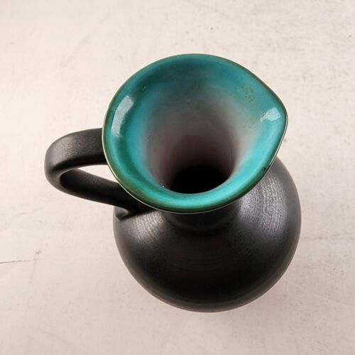 Wächtersbach Black Pottery Metallic Shine Glaze Shield Mark 10095 Pitcher & Vase