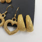 3 Pairs Gold Tone Earrings Heart Round Oval Pierced The Avenue Collection