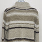 Cato Women Large Striped Turtleneck Sweater Brown White Chunky Knit Pullover