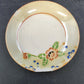 Japan Porcelain Demitasse Saucers Hand Painted Floral Orange Trim 3.25" 3pc Vtg