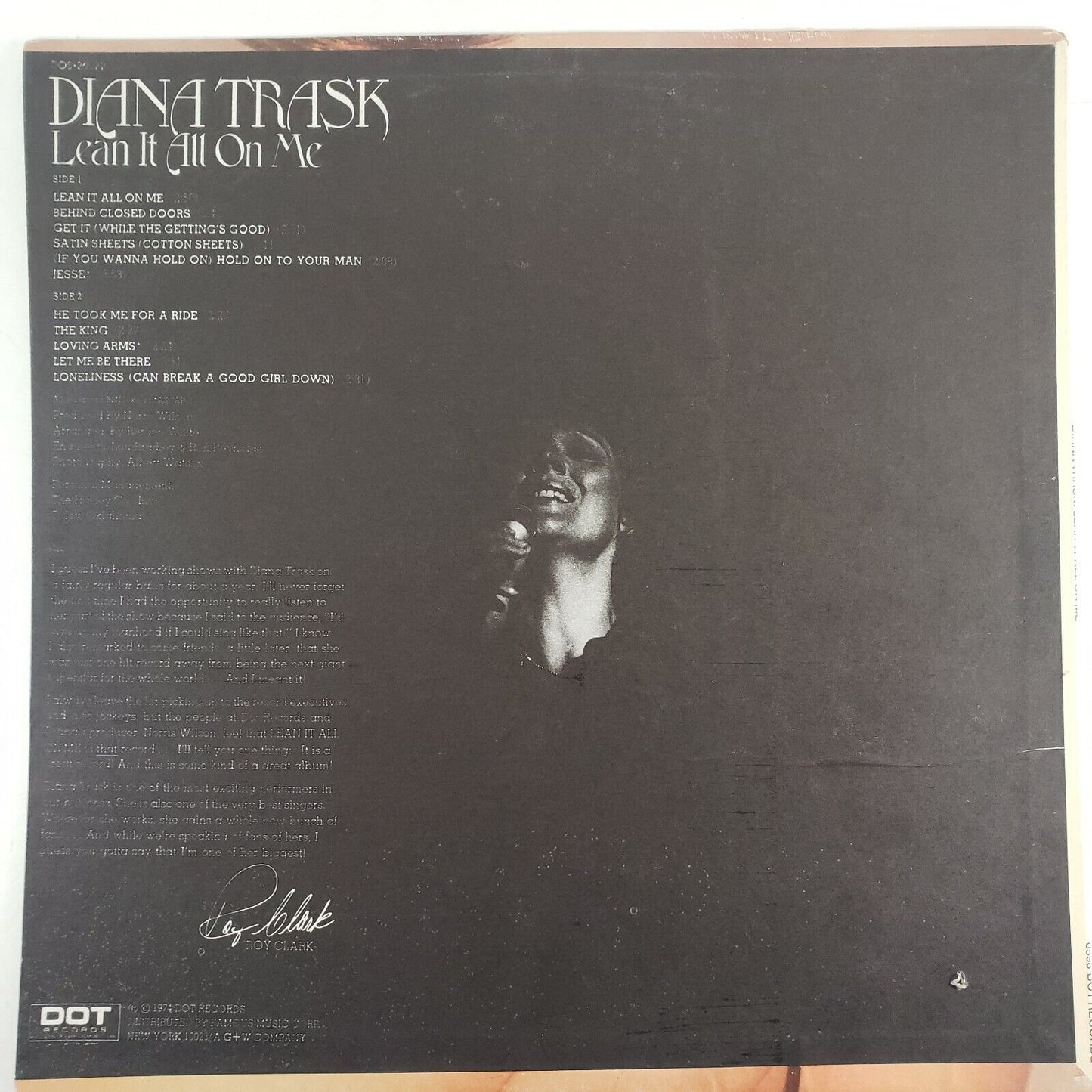 Diana Trask Lean It All On Me LP Dot Records Vinyl