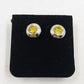 Silver Tone Yellow Sapphire Round .5" Faceted Stone Stud Earring Jewelry