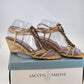 Jaclyn Smith Rimini Cork Wedge Sandals Tan Rhinestone Comfort