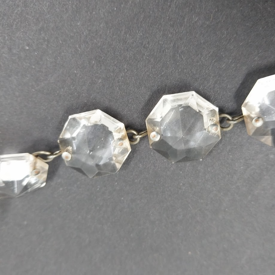 20 Pc Octagon Crystal Prism Chain Beads Glass Chandelier Candelabra Pendant 18"