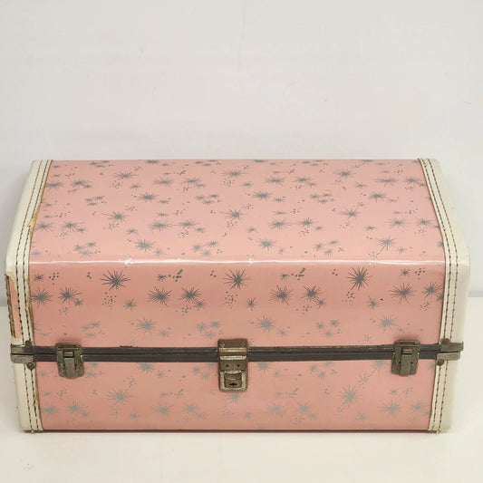 Chatty Cathy Accessory Trunk Doll Case Metal Pink Starburst 1960's Storage