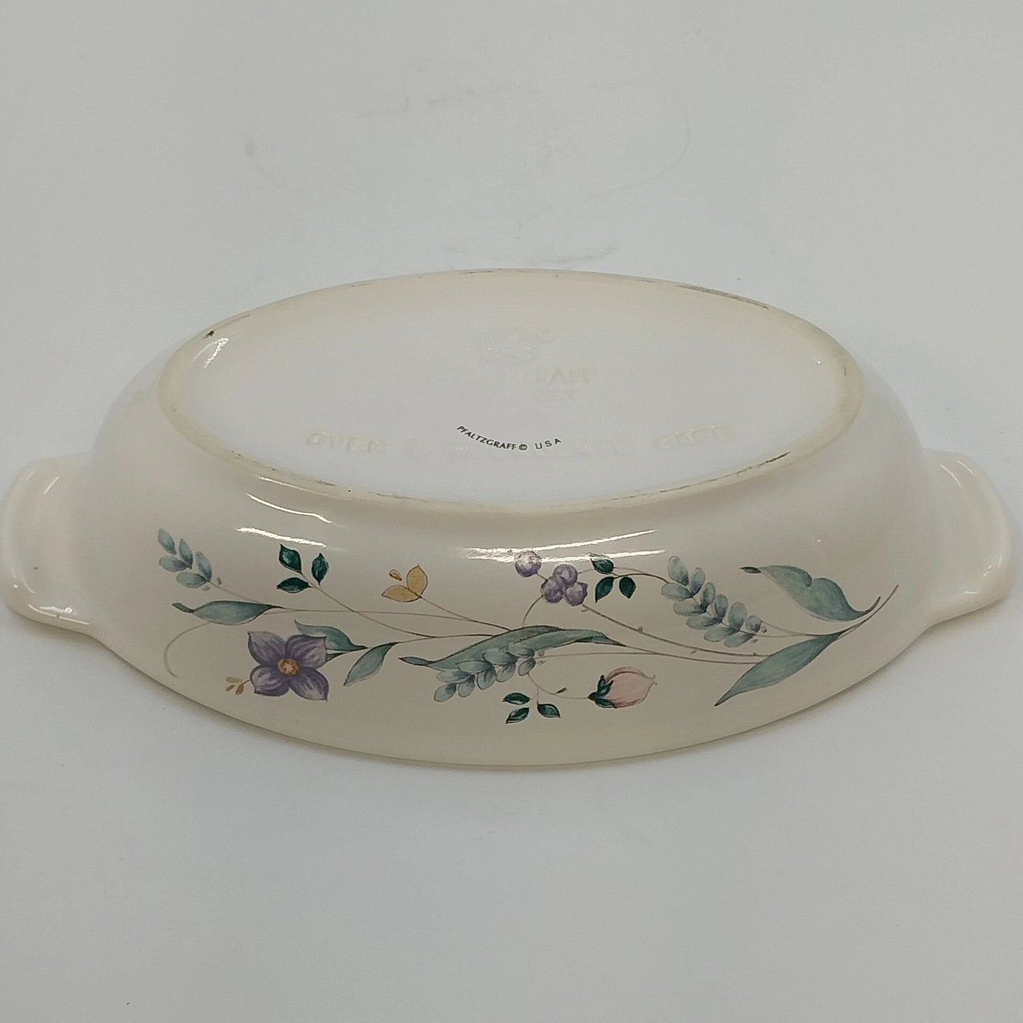 Pfaltzgraff Grapevine Oval Casserole Baker Dishes Floral USA 2 Pc Handles 8x5"