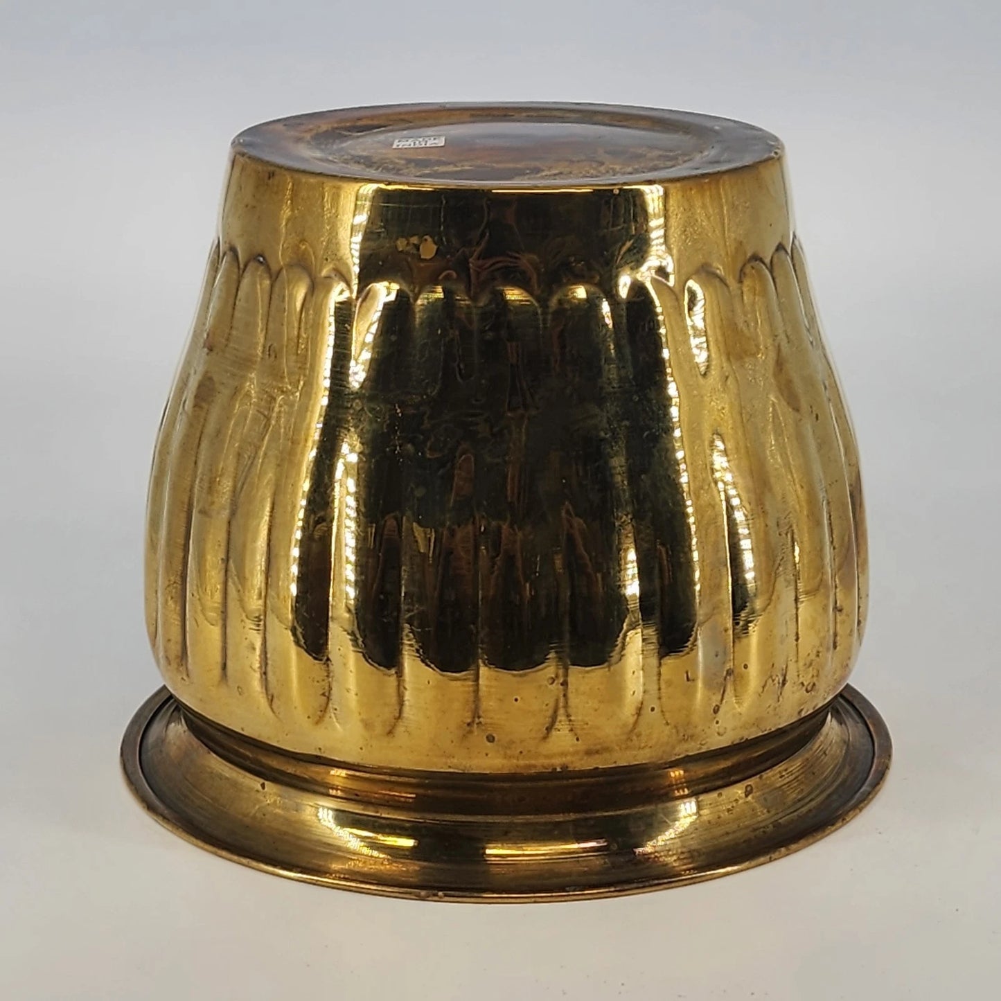 Brass Planter Pot Ribbed India 7.5" Boho Mid Century Decor In/Outdoor Vtg