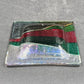 Gaya Studio Art Glass Square Dish Plate Red Green Clear Fused Modern Mid Century