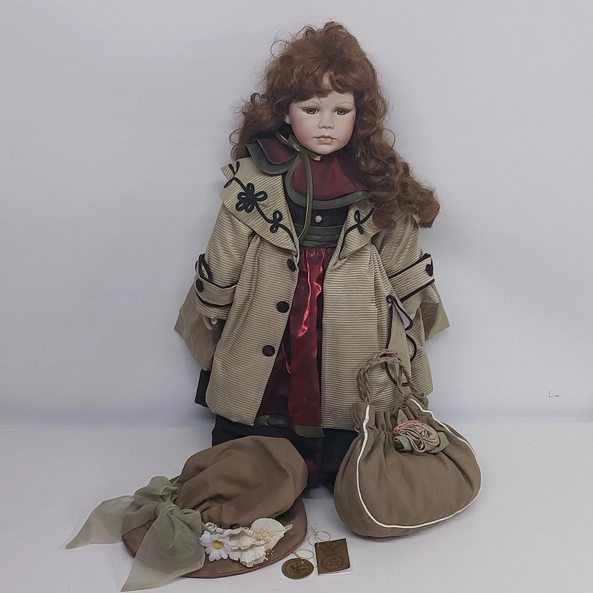 Kingstate Gaby Porcelain Doll 28" Prestige Collection w Hat & Bag LE 2304/3500