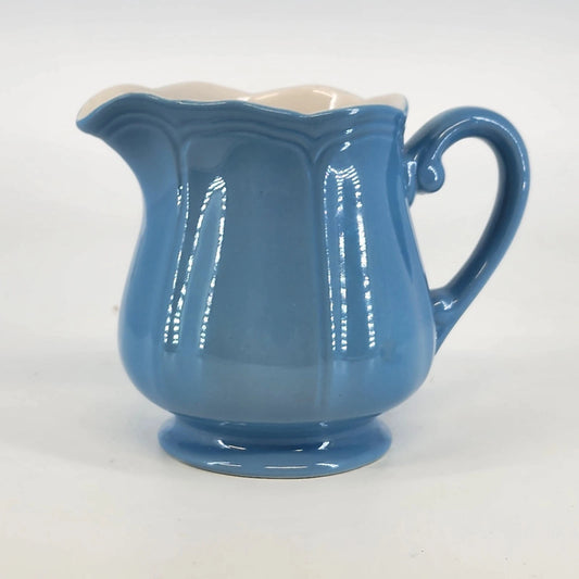 Linda Ironstone 4008 Creamer Pottery Delphite Blue 10 oz Japan Boho Vintage