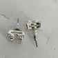 Square Clear Crystal Halo Stud Earrings Silver Tone Princess Cut Unbranded