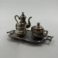 6pc Miniature Tea Set 1:12 Dollhouse Silver Vintage Decor 1.5"