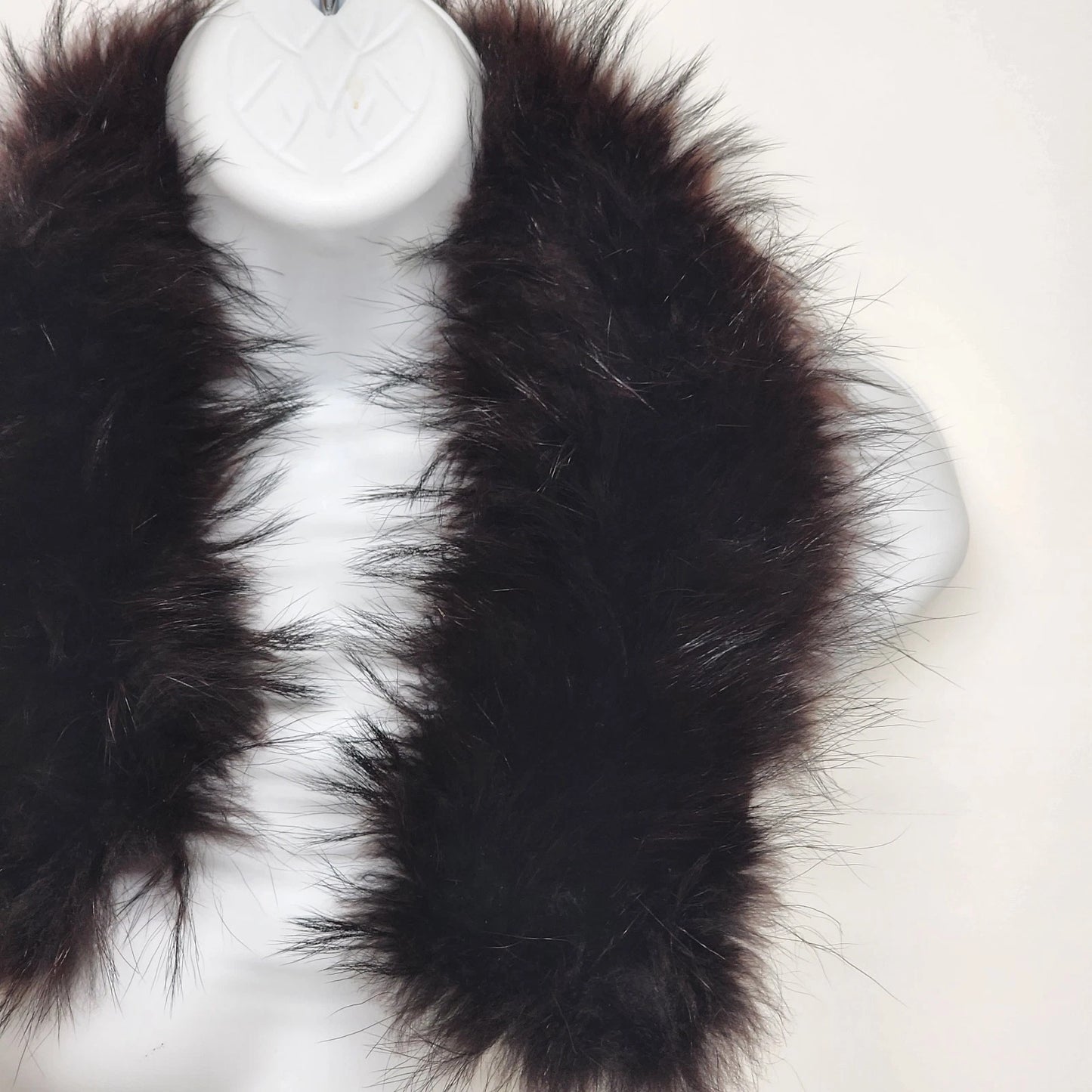 Black Shaggy Faux Fur Collar 26 Inch Wrap Scarf Women