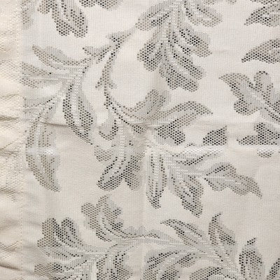Off White Leaf Botanical Lace Valance 58" Scalloped Edge Rod Pocket Curtain