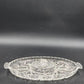 Brilliant Cut Glass Oval Divided Veggie Tray Stars Lines Scallop Edge Center Lid