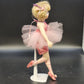 Porcelain Ballerina Doll Blonde Blue Eyes Pink Tutu Shoes Ballet Pose Stand 12"