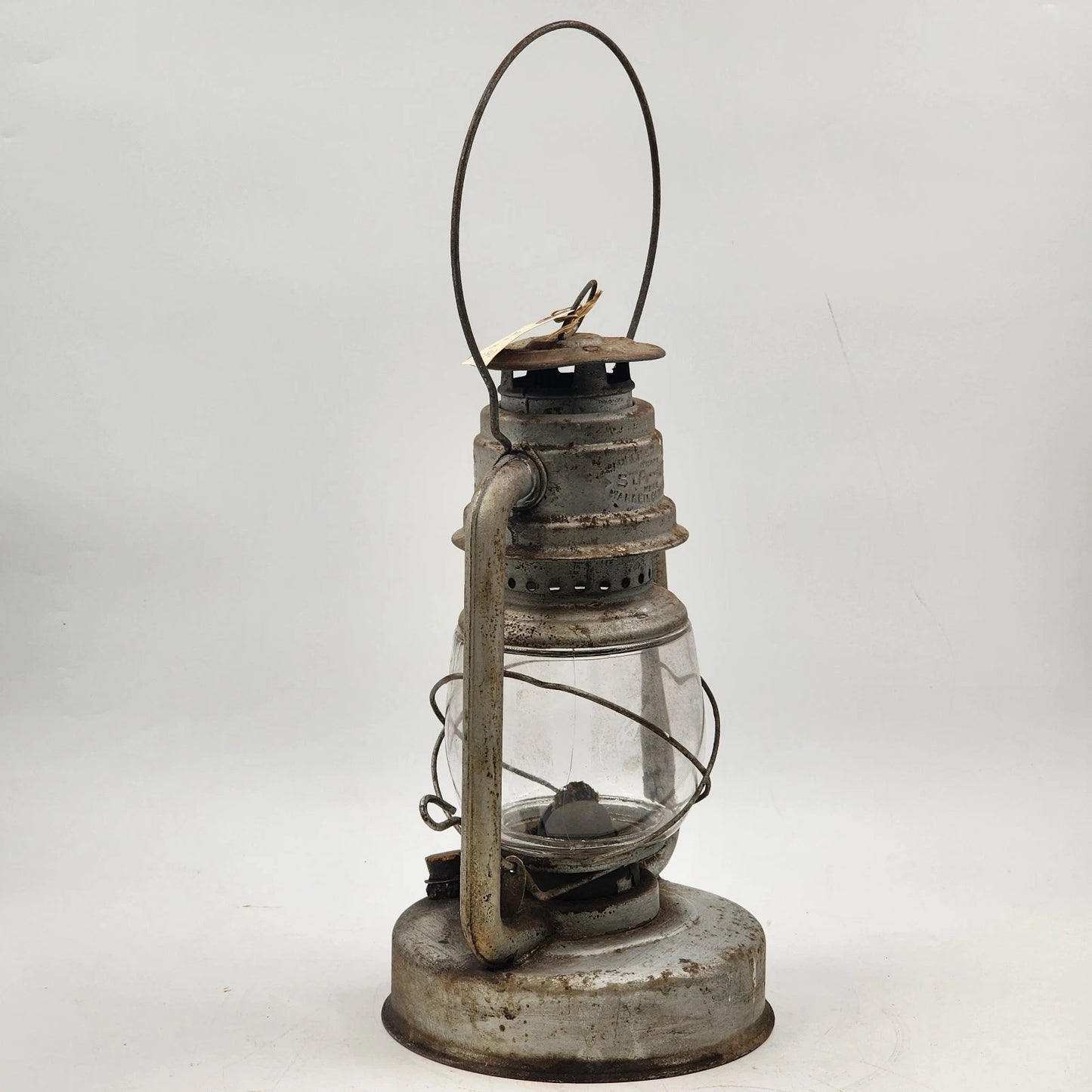Antique Sta-Lit Kerosene Lantern Warren Stamping Original 14" Farmhouse Light
