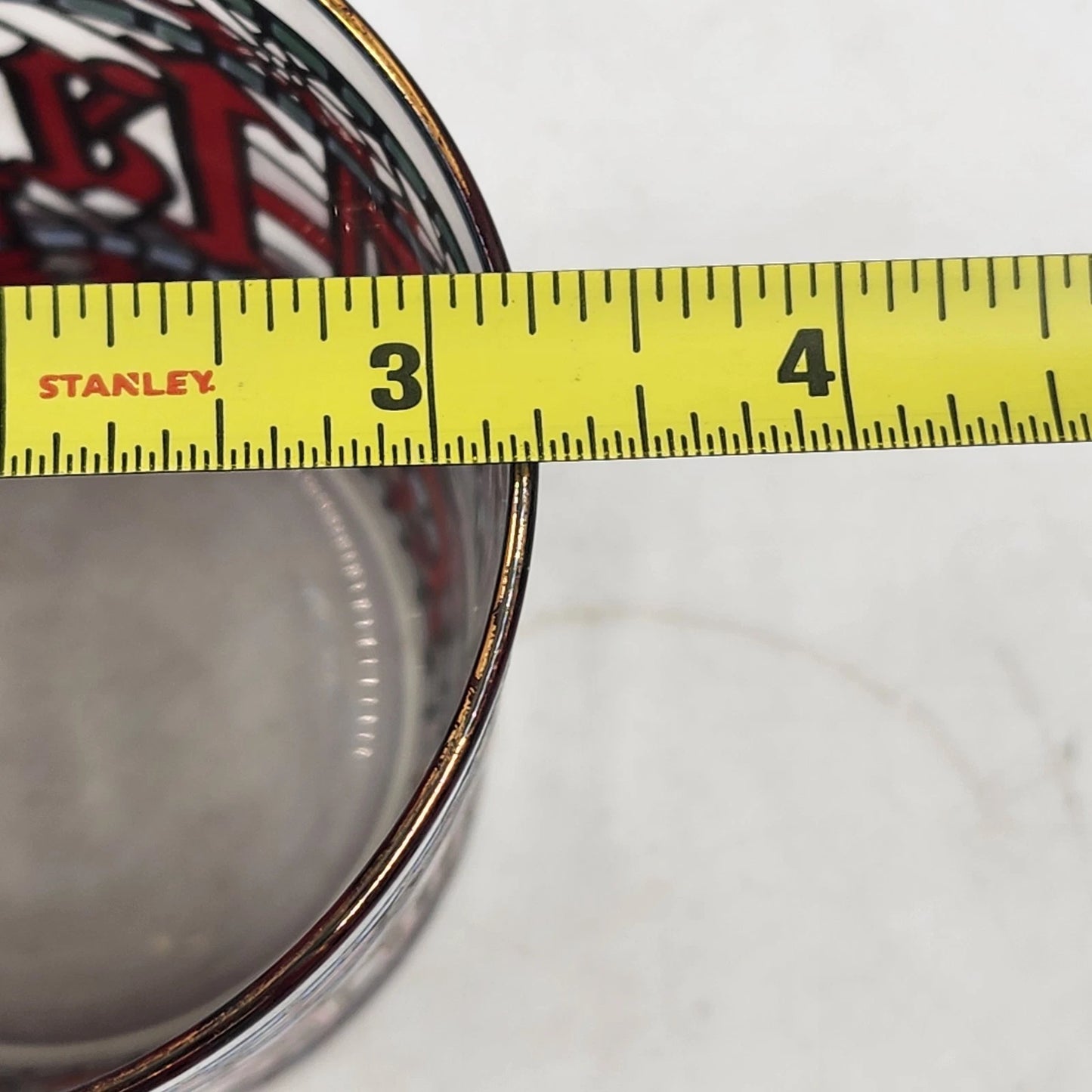 3 Houze Happy Holidays Old Fashioned Stained Glass 3.25"d x 4"h MCM Barware