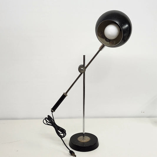 Robert Sonneman Orbiter Eyeball Desk Lamp Black Chrome Articulating '50s USA 22"