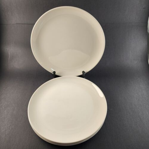 Set of 4 Dinner Plates Solid White 10.25" Diameter No Pattern Generic Shiny