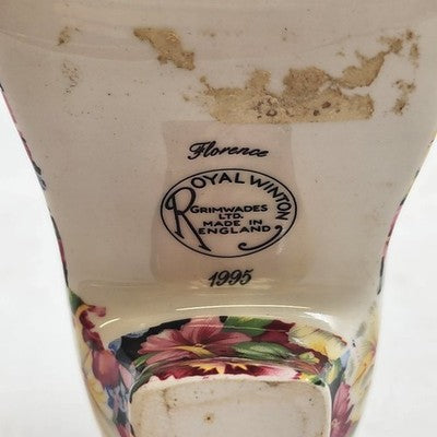 Royal Winton Porcelain Shoe Figurine 6" Grimwades Florence Floral England 1995