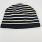 Black White Striped Knit Beanie Hat One Size Unisex Handcrafted Style Winter Cap