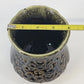 Footed Ceramic Planter Hull USA B34 Green Floral Scroll Mid-Century 5" Chipped