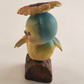 Inarco Bird on Log Figurine Japan Blue Yellow Porcelain Flower Hat 4¼" # E-1677