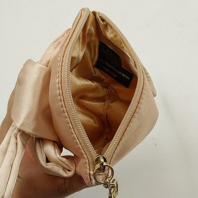 Jessica Simpson Pink Silk Wristlet Mini Purse with Bow Baguette Style Bag China