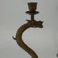 Vintage Brass Dragon Serpent Candlestick Holders Pair Korea