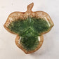 Rainbow Glass Company Divided Leaf Trinket and Nut Dish Reverse Painted Vintage