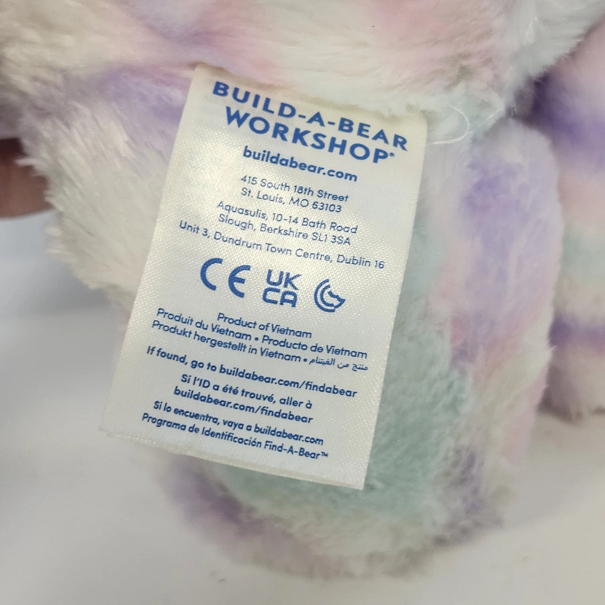 Build-A-Bear Pastel Swirl Kitty Cat Plush 15" Pink Purple Blue Stuffed Animal