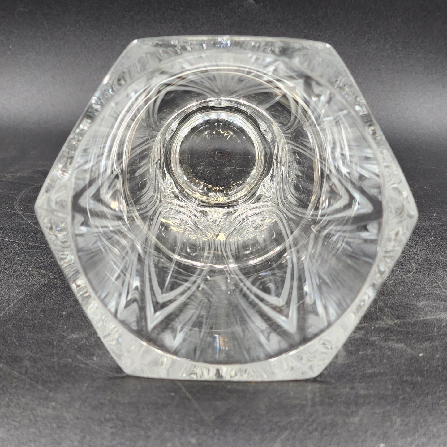 Lead Crystal Clear Glass Vase Cristal d’Arques-Durand Chatelet 9.5” 6-Sided Top