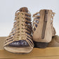 Bella Marie Gladiator Wedge Sandals Womens 8 Taupe Cage Style