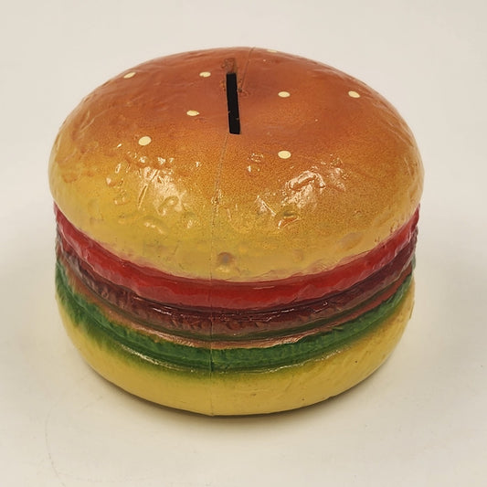 Realistic Hamburger Shape Bank Saving Coins Plastic Toy From Hong Kong 1960s VTG