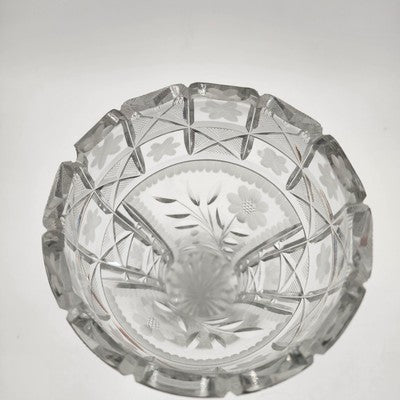 Imperlux Germany 12"x5" Lead Crystal Vase Flared Hand Cut Floral VTG Glass